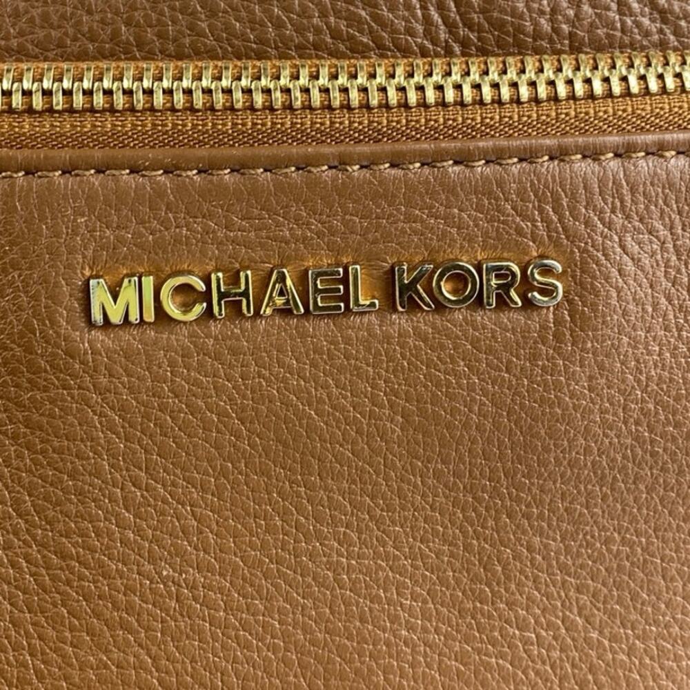 Michael Kors Women's Brown Pebbled Leather Double Zip Adjustable Crossbody Bag - Picture 6 of 8